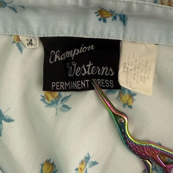 Champion Westerns Vintage Mini Floral Pearl Snap Long Sleeve Shirt - Big Kids 14 - Picture 7 of 10